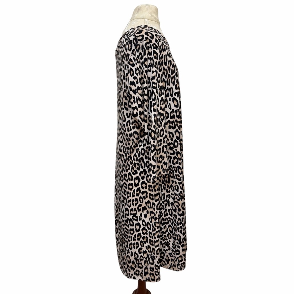 Chico’s Trapeze Leopard Animal Print Stretchy Swing Dress 3/4 Sleeve Size 8 NWT - Picture 4 of 13
